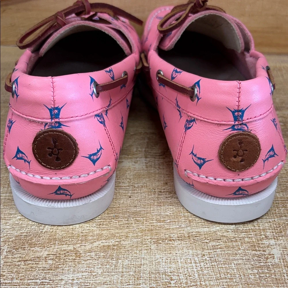 Froats Vibrant Pink‎ Boat Shoes with Blue Fish Pattern